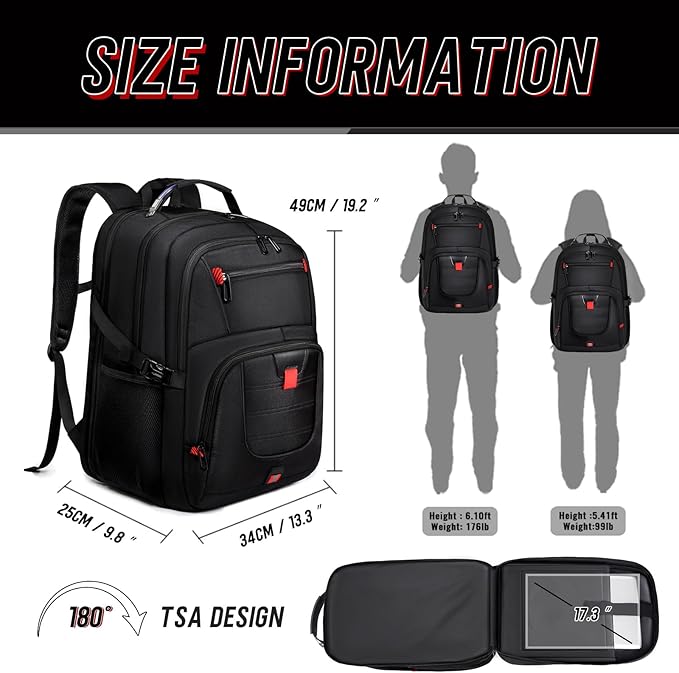 Z-MGKISS Travel Backpack,Extra Large Travel Laptop backpack, Travel Backpack for Men Women with TSA Airline Approved Luggage Bussiness Backpack, Black