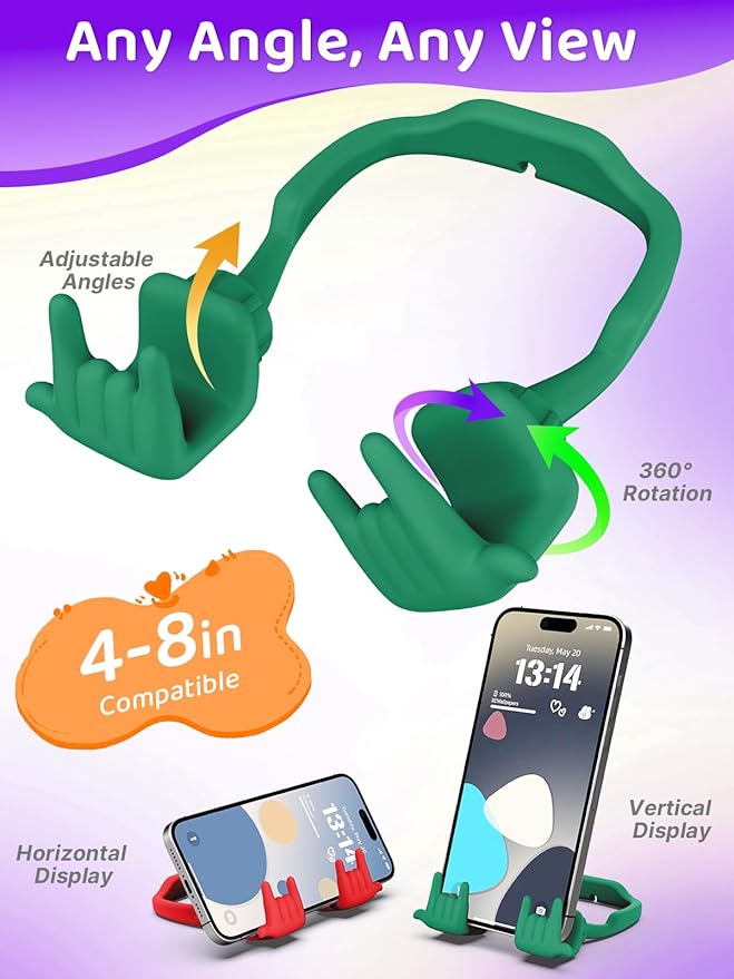 Stocking Stuffers for Teen Boys Girls Gifts Cell Phone Stand Upgrade Adjustable Rock on Lazy Phone Stand for Desk Cool Funny Gadget Gifts for Christmas Adult Men Women Wife 2Pack Forest Green Red
