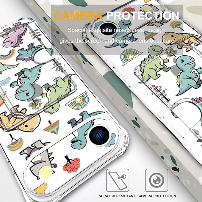 Compatible with iPhone 17 Air Case Card Holder for Women Cute Design,Wallet Phone Cases Transparent Cool Kawaii Protective (Clear Lovely Dinosaurs)