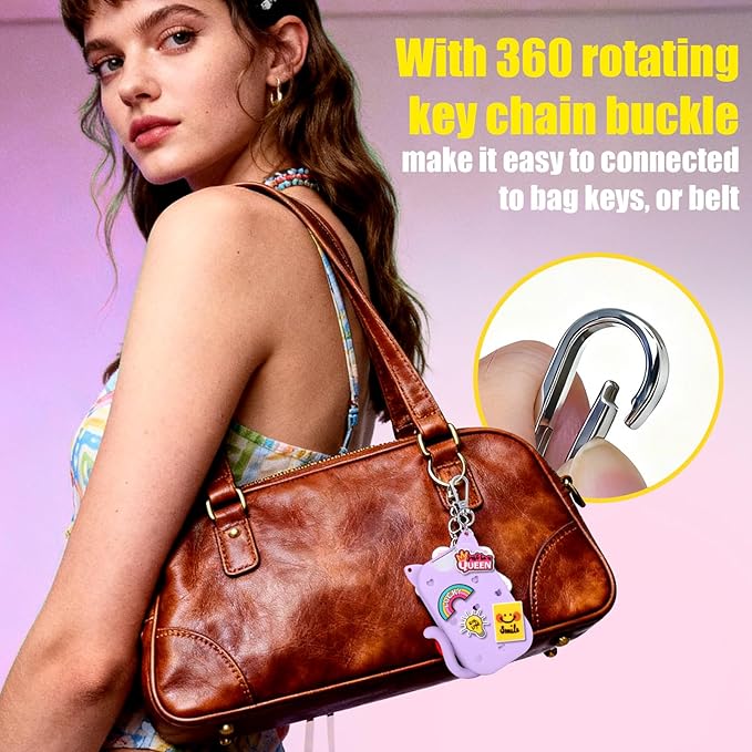 Juome Silicone Case for Touchland Hand Sanitizer Spray with Keychain & Charms, Cat Protective Holder Compatible with Touchland Power Mist & Glow Mist 1 FL Oz/30ML,Travel Cover Sleeve Accessory -Purple