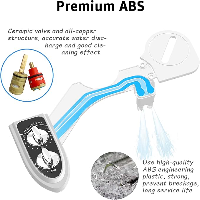 Aünsffer Bidet Toilet Attachment, Toilet Bidet Cold Water No-Electric, 3 Wash Modes Female Wash/Bidet Wash/Self-Cleaning, Super-Slim Design, 2 Years Support, Black