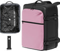SUOCO Travel Vacuum Backpack with Portable Electric Pump, 45L Carry On Compression Seal Travel Backpack with Vacuum System, Traveling Packing Luggage Suitcase, Pink
