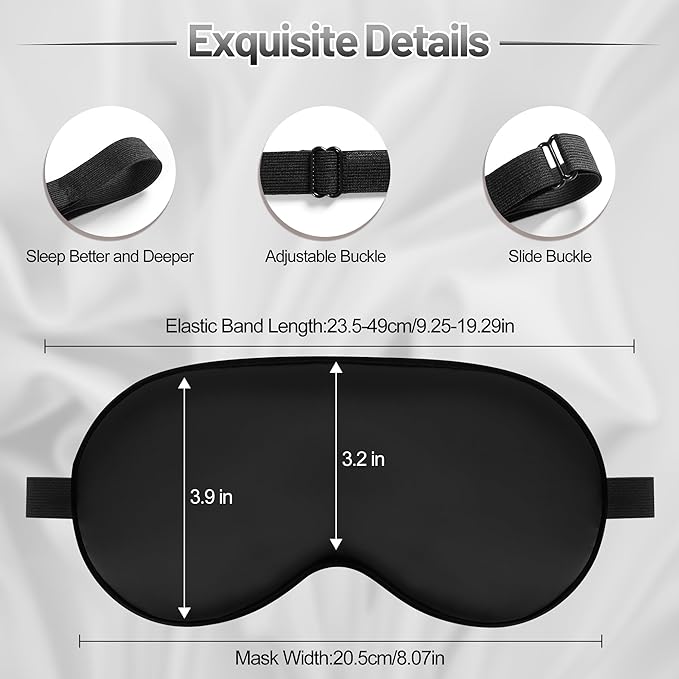 Sleep Mask, Silk Eye Mask for Sleeping with Adjustable Strap, Blindfold Eyeshade for Men & Women, Comfortable & Soft Eye Cover Eyeshade for Night Sleep (Black, Green, Purple)