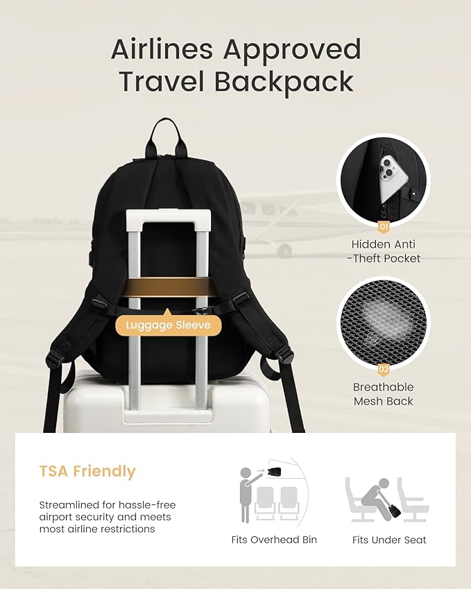 LOVEVOOK Laptop Backpack Women/Men with 40oz Cup Holder Buckle Strap, 17.3 Inch Tech-Ready Work Backpack, TSA-compliant for Travel & College with Versatile Mesh Pocket, Black