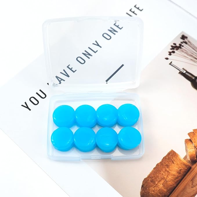 BlingKingdom 4 Pairs Moldable Silicone Ear Plugs, Soft Reusable Noise Cancelling Sleep Earplug for Sleeping, Airplanes, Travelling, Studying, Concerts, Swimming (Blue)