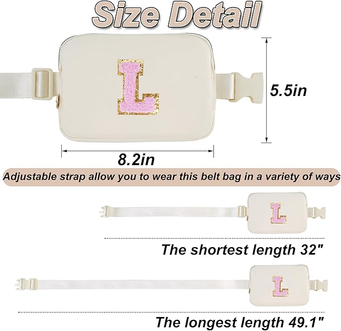Uygafly Birthday Gift for Kids Teen Girls - Birthday Gifts for Girl,Personalized Fanny Pack Crossbody Bag Gifts for Women Teacher Preppy - Gift for 5-10 Year Old Girls - Cream,L