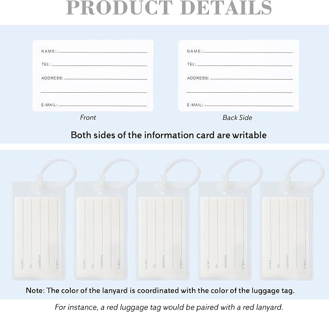 50 Pack Luggage Tags for Suitcases, Airplane Travel Essentials for Flying, International Travel Must Haves, and Luggage Accessories by Sodsay