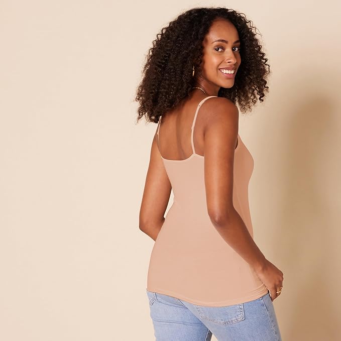 Amazon Essentials Women's Slim-Fit Camisole for Layering and Everyday Wear, Pack of 4