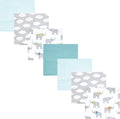 Hudson Baby Unisex Baby Cotton Flannel Receiving Blankets Bundle, Teal Elephant, One Size