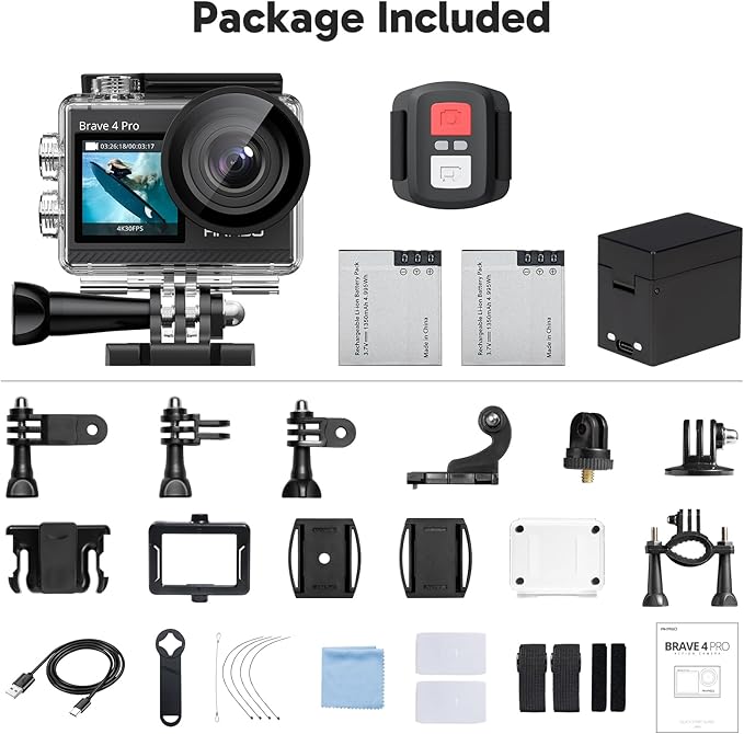 AKASO Brave 4 Pro 4K30FPS Action Camera - 131ft Underwater Camcorder Waterproof Camera with Touch Screen Advanced Electronic Image Stabilization Remote Control 5X Zoom Mini Sport Camera