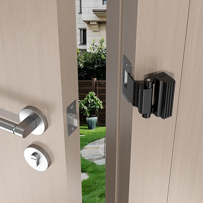 INIRET Black Adjustable Heavy Duty Zinc Alloy Portable Door Lock,Security Device for Enhanced Safety,for Home,Hotels,Travel,Apartments Prevents Unauthorized Entry,No Drill
