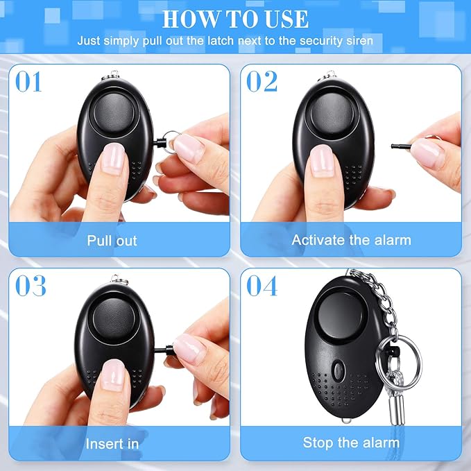 Konohan 12-Piece Personal Alarm Set, Emergency LED Light Keychain Alarms in 6 Colors for Women & Men
