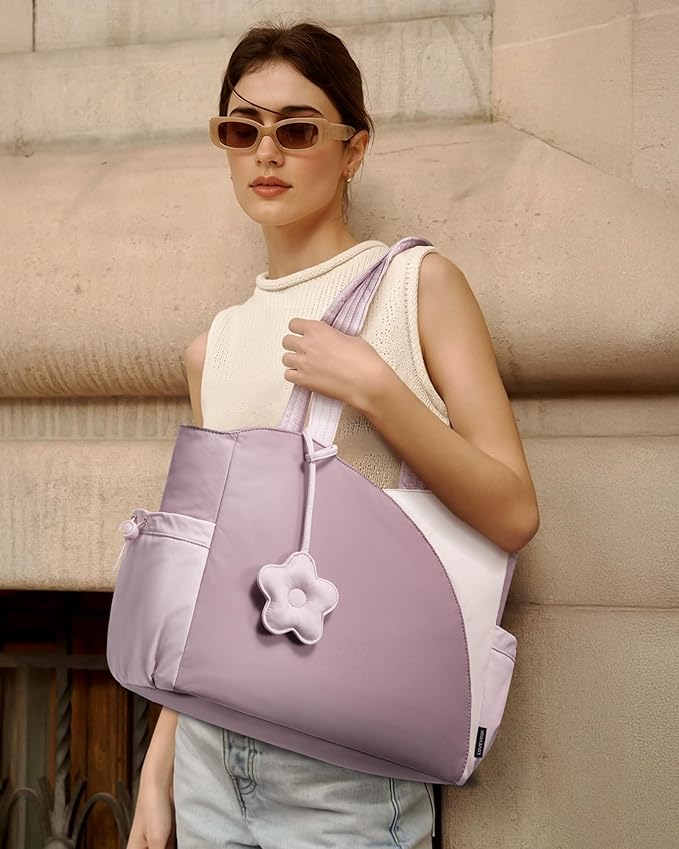 LOVEVOOK Tote Bag for Women, Puffer Work Bags with Zipper for Daily Travel College, Teacher Nurse Laptop Handbags Purses Gift