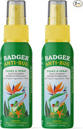 Badger Bug Spray, 3-Hour DEET-Free Mosquito Repellent, Family Friendly, Citronella & Organic Essential Oils, Natural & Vegan Insect Repellent Spray for Travel, 2.7 fl oz Aluminum Bottle, 2-Pack