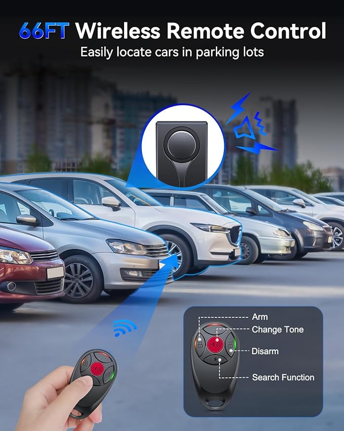 Car Security Alarm with Wireless Remote, 108dB Loud Siren, 3-Level Sensitivity, Vibration Sensor for Anti-Theft, Universal for Sedan, SUV, Truck (Upgrade 4.0)