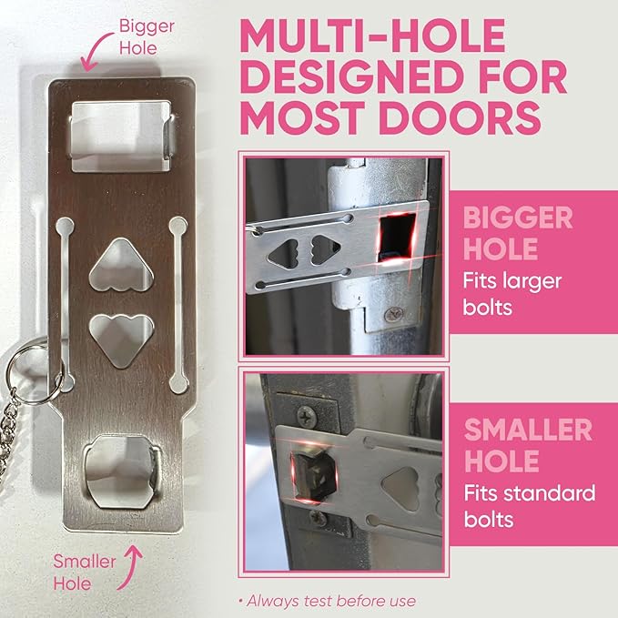 Portable Door Lock Extra Security Essential Safety & Privacy Travel Lockdown, Prevent Entry Stopper, Protect Family While Traveling Home Bedroom Hotel Apartment College (1 Pink)