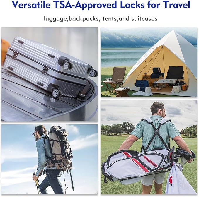 SURE LOCK TSA Approved Combination Luggage Locks with Open Alert Indicator – Durable Zinc Alloy Cable Travel Locks with Large Easy-Read Dials for Suitcases, Backpacks & Gym Bags(Grey 4 Pack)