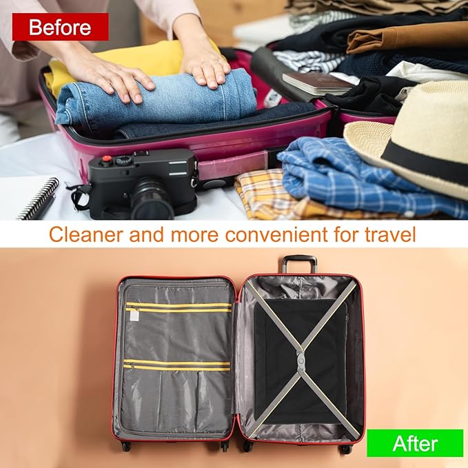 HARFINGTON Compression Packing Cube for Suitcases 45x34x13cm Lightweight Luggage Organizers Bag Travel Essentials Compression Bags for Carry on Suitcases, Black