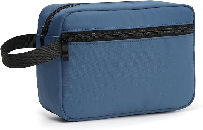 Travel Toiletry Bag, Small Cosmetic Bag, Hanging Water-Resistant Organizer for Men & Women, Ideal for Makeup, Shaving Kit, Gym Essentials & Travel Accessories (Navy Blue)