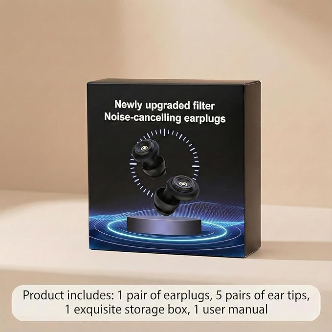 50dB White Noise Cancelling Ear Plugs for Sleeping - Reusable High-Fidelity Earplugs for Snoring, Concerts, Travel, Side Sleepers, Silicone Ear Plugs with 10 Comfort Tips