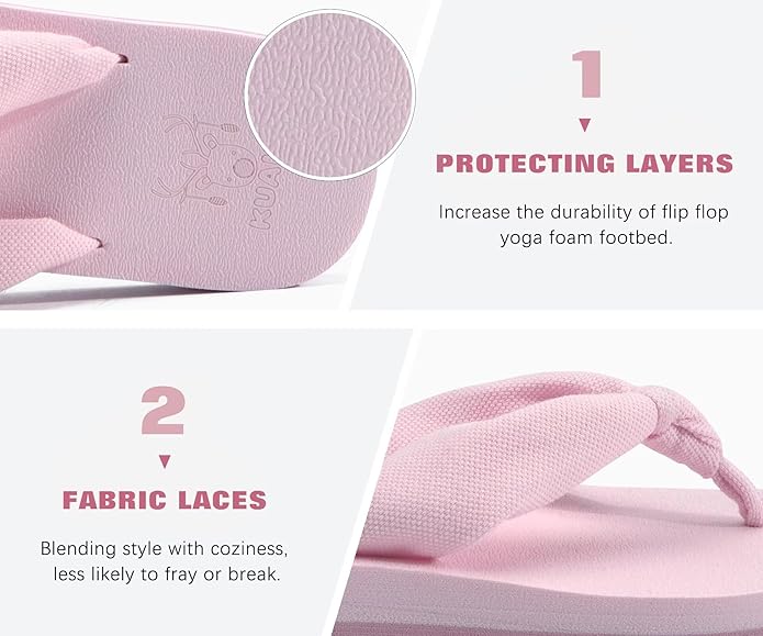 KuaiLu Flip Flops for Women with Arch Support Yoga Mat Comfortable Summer Beach Walking Thong Cushion Sandals Slip On Indoor Outdoor
