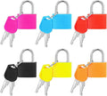 Pimoys 6 Pcs Multicolor Small Luggage Locks with Keys, Mini Locker Lock, Metal Suitcase Locks, Plastic-Covered Copper Keyed Padlock for Locker, Suitcase, Boxes