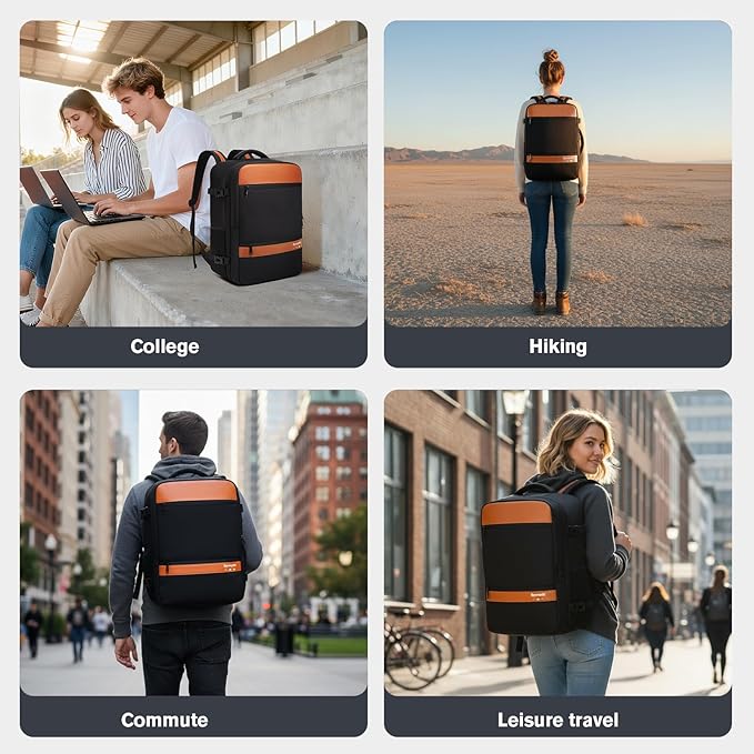 Smart Suitcase-style Laptop Backpack, 25L / 35L Practical Travel Bag for Work, Leisure & Flight, Luggage-Style Commuter Pack (Black, 25L)