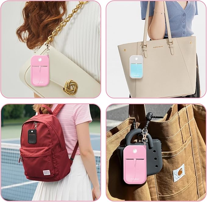 Hand Sanitizer Spray Case Compatible with TH 1 FL.OZ – 3 Pack Protective Silicone Holder with Metal Keychain