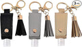 Milcraft Portable Empty Travel Bottle Keychain Hand Sanitizer Bottle Holder 3 Pack 1oz / 30ml Small Squeeze Bottle Refillable Containers for Toiletry Shampoo Lotion Soap (Black+Grey+Khaki)