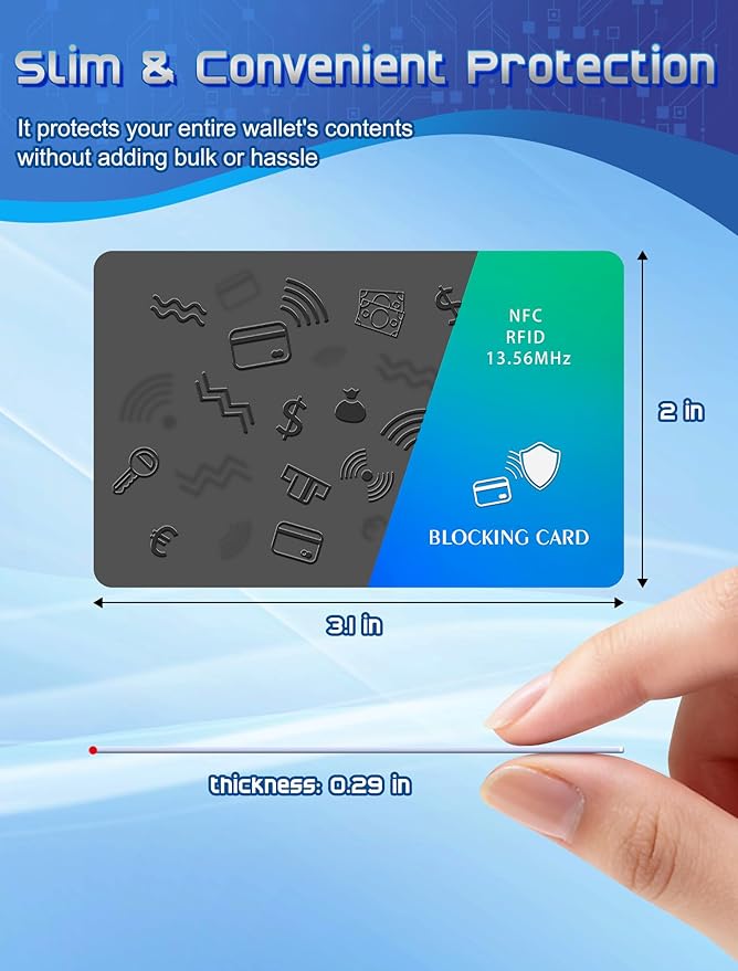 Magriffin Protective RFID Blocking Card: 3-Pcs 99.9% Shielding (13.56mhz) Stops Contactless Payment Theft - One Card Protects Your All Cards in Wallet - Ultra Slim (0.29in,Teal & Glitter Gray)