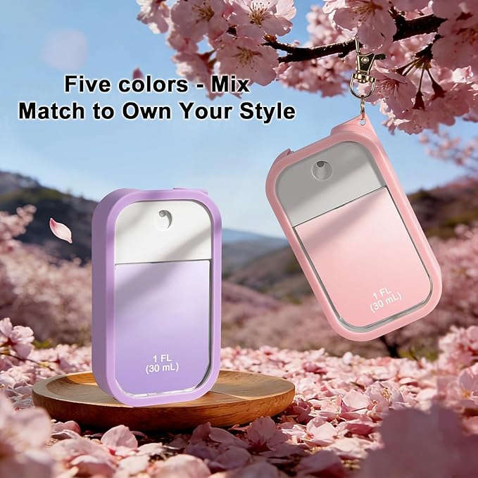 5 Pack Hand Sanitizer Spray Case with Keychain Compatible with Touch-land, Silicone Hand Sanitizer Case Holder for Touch-land Mist Case 1FL OZ