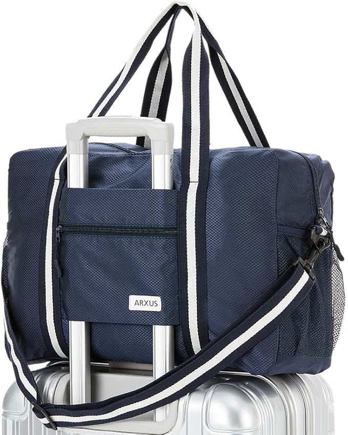 Arxus Foldable Tote Bag for Travel Expandable Lightweight Carry On Luggage 22L Packable Duffle Bag for Traveling