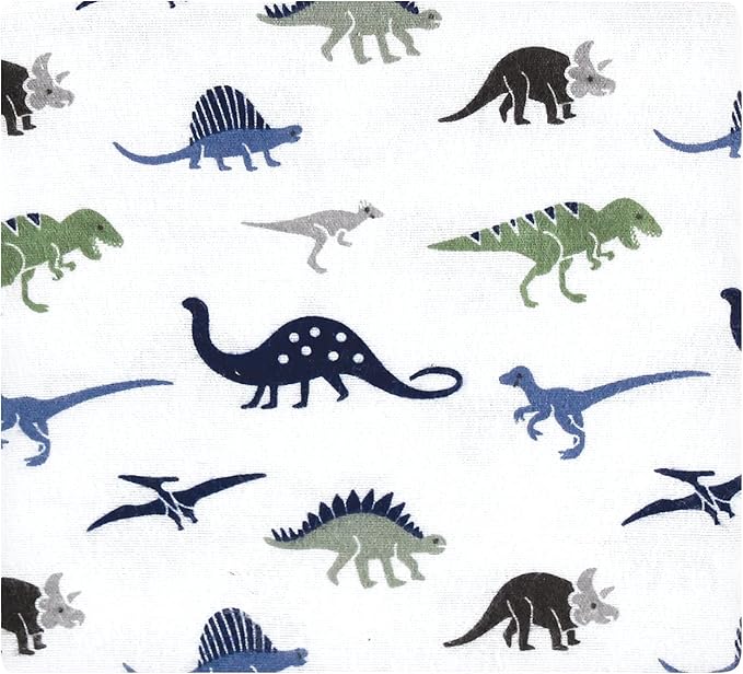Hudson Baby Unisex Baby Cotton Flannel Receiving Blankets Bundle, Blue Green Dino, One Size