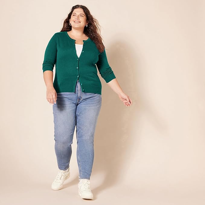 Amazon Essentials Women's Lightweight Crewneck Cardigan Sweater (Available in Plus Size)