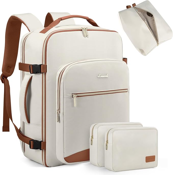 LOVEVOOK 50L Travel Backpack for Women Men,Waterproof Airline Approved Carry On Luggage Travel Essentials,TSA Carry On Backpack Personal Item Travel Bag Suitcase Weekender Traveling with Packing Cubes