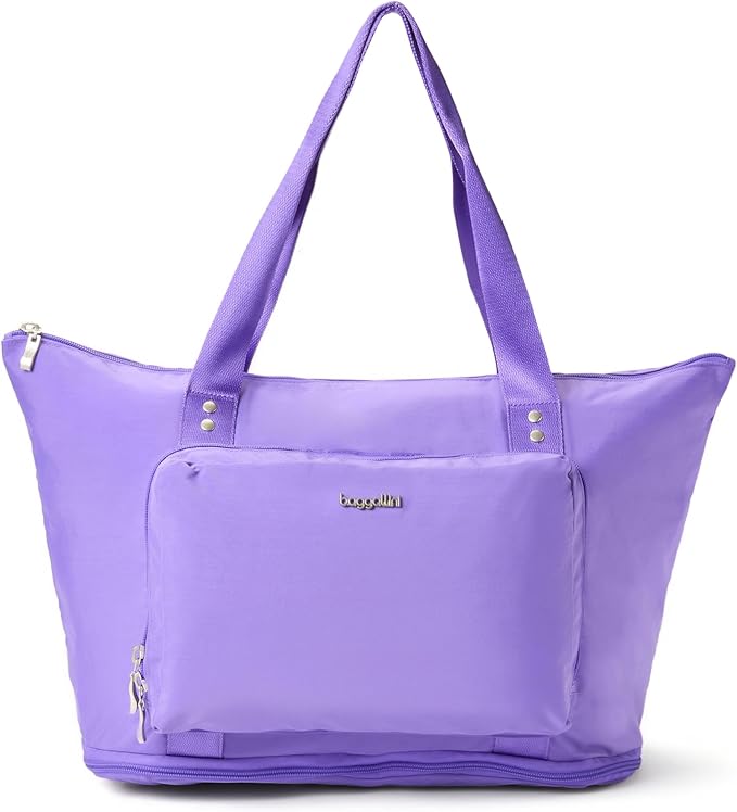 Baggallini Carryall Expandable Lightweight Travel Tote 22" Packable Folding Compact Nylon Washable Weekender w/Luggage Sleeve