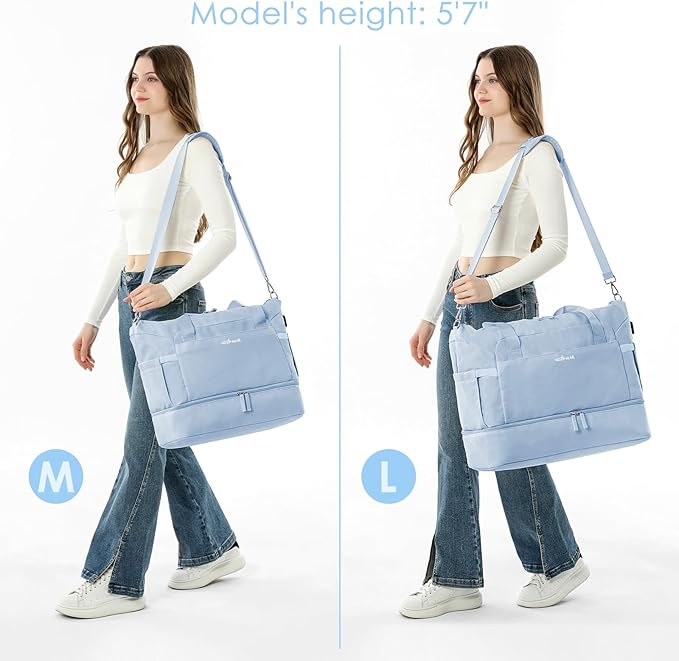 ETRONIK Gym Bag for Women, 45L Carry On Travel Duffel Bag with Shoes Compartment, Weekender Overnight Bag with Wet Pocket for Women, Travel, Gym, Weekend, Large Size