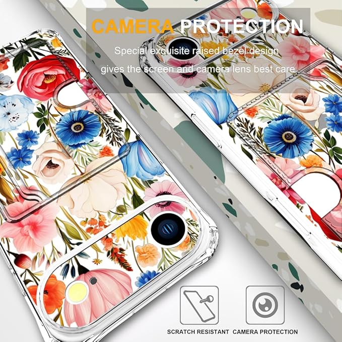 Compatible with iPhone 17 Air Case Card Holder for Women Cute Design,Wallet Phone Cases Transparent Cool Kawaii Protective (Clear Flower Art Rose Peony)