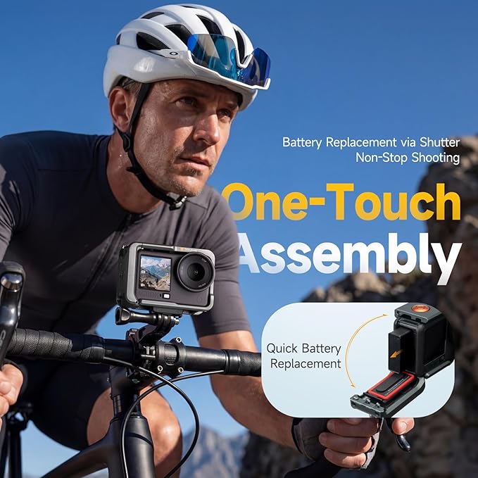 7RYMS 7RIG SC1 Action Camera Cases for DJI Osmo Action 6, Full Metal Protective Frame with Lens Cover, Wrist Strap, Cold Shoe, 1/4" Screw, DJI Osmo Action 6 Accessories for Cycling, Climbing, Skiing