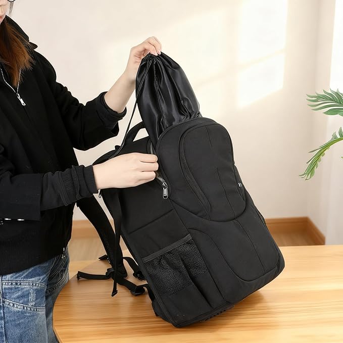 4Pcs Shoe Bags for Travel with Drawstring Closure, Shoe Covers for Travel Home Luggage Storage Shoes Women Men (Black)