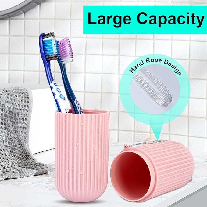 UCEC Travel Toothbrush Case, Toothbrush Holder Travel, Toothbrush Case for Traveling, Camping, Home, School, Business, Bathroom, 7.7" x 2.36" x 2.36" for Soft Toothbrush Up To 7.4 inch (Green, Pink)