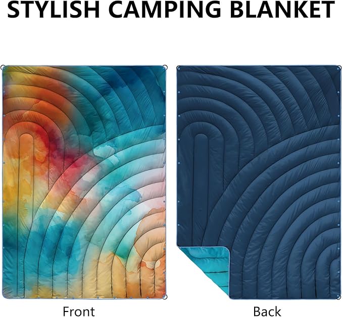 Camping Blanket,Lightweight Puffy Printed Camping Blanket Packable Outdoor Blanket for Camping,Traveling, Stadium, Hiking, Picnics