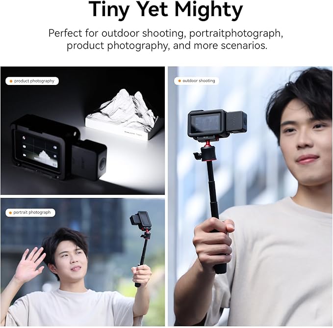 ULANZI LM18 Vlogging Light Mini LED Action Camera Video Light Magnetic Photography Fill Lighting for DJI Osmo Nano Action 3/4 Camera Cage Accessories and Ulanzi PK-06 Pocket 3/4 Expansion Adapter