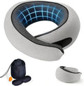 Travel Neck Pillow- 360° Ergonomic Memory Foam Travel Neck Pillow Airplane,Premium Breathable Relief Neck Pain for Long Flights,Car & Office (Gray)