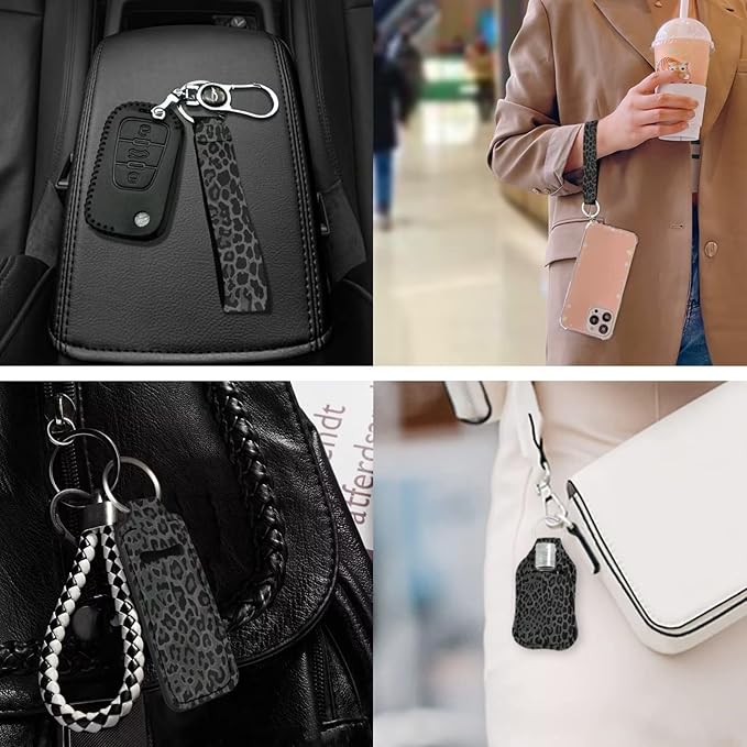 Suobstales 3Pcs Travel Bottles Keychain Holder Set,Travel Bottle Sleeves+Neoprene Chapstick Holders+Lanyard Keychain