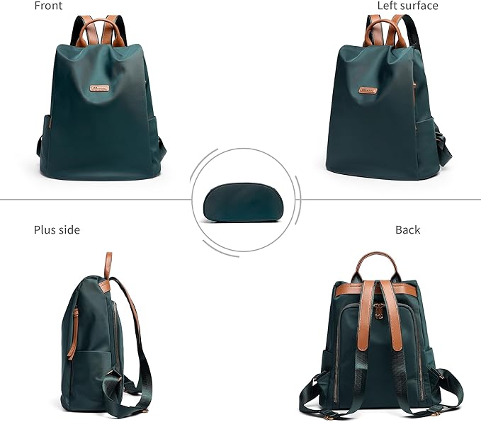 Women's Backpack Purse Nylon Anti-theft Casual Water Resistant Lightweight Small Shoulder Bags 2026 for Travle Cute Fashion Camping Bag for Work Daily Going Out Dackpack Ladies Dark Green