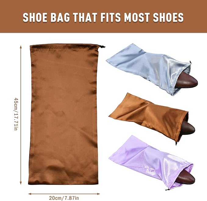 GONGKANGYUAN 4 Pack Shoe Bags for Travel Satin Fabric Shoe Bag with Drawstring for Men Women Travel Protecting Storing Shoes (Grey)