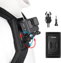 TELESIN 360 Backpack Mount Shoulder Strap Clip Holder Quick Release Adapter Base for GoPro Max 13 12 11 10 Insta360 X5 X4 Ace Pro 2, DJI Osmo Nano Action 6 5 Pro 4 3 Pocket 3 Bike Motorcycle Accessory