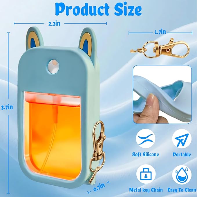 Protective Silicone Case Compatible with Touchland Hand Sanitizer Spray Case Holder with Keychain Compatible with Touch Land Mist Hand Sanitizer Spray Accessory Travel Cover Sleeve Travel Size-2pcs