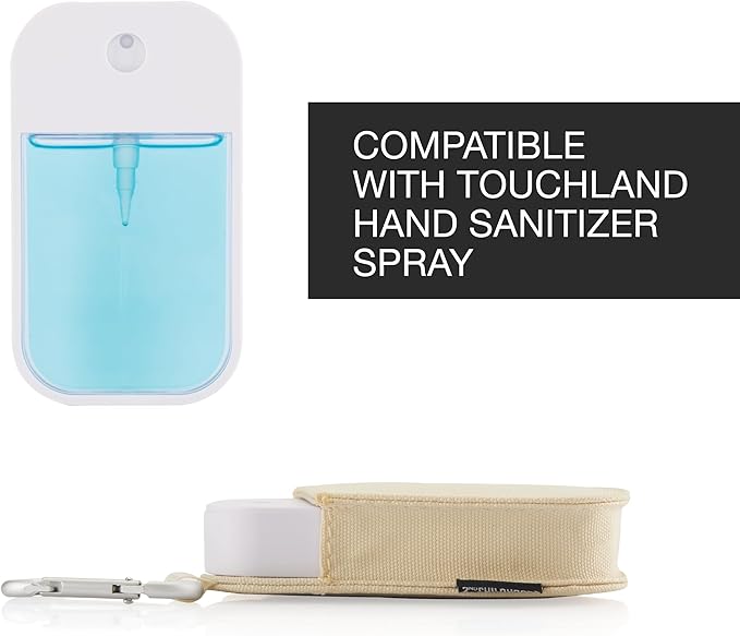 2nd Childhood Hand Sanitizer Holder Compatible with Touchland Mist Spray 1 FL OZ - Keychain Case Clip for Purse, Bag